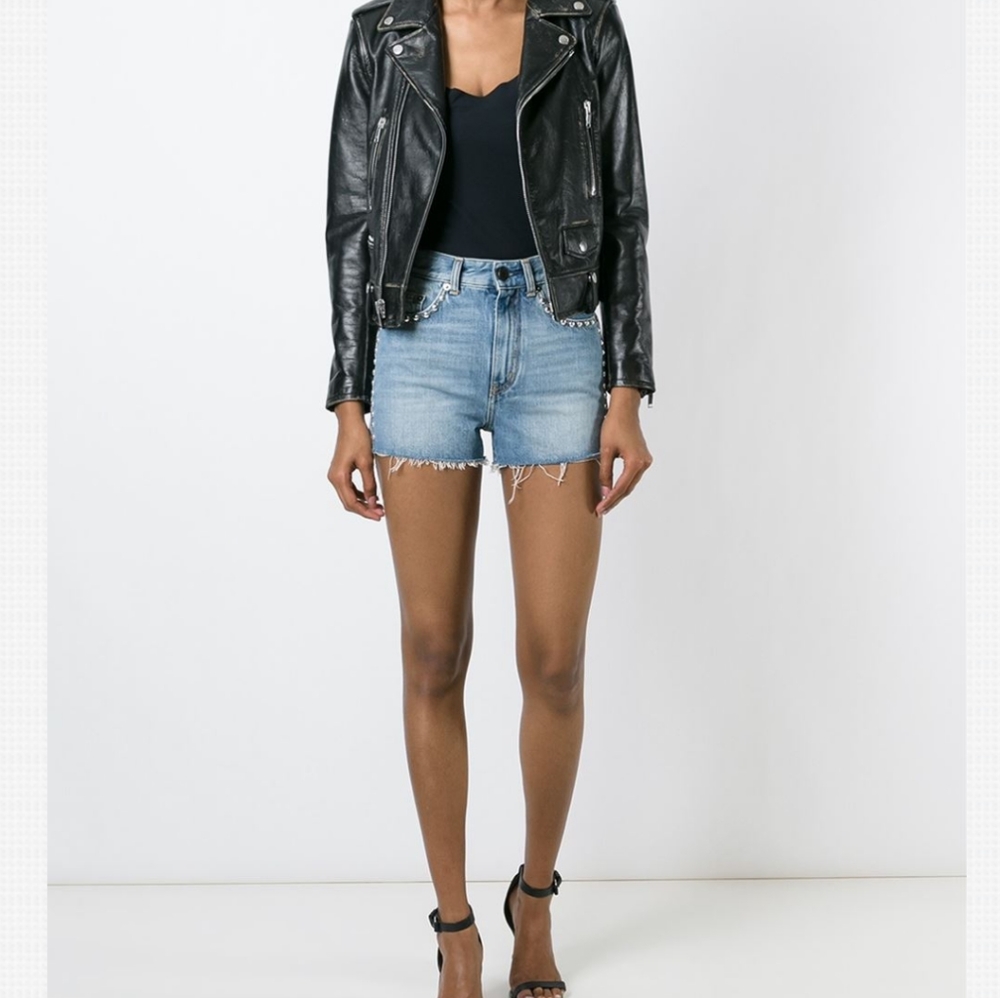 Yves saint Laurent denim studded jean shorts